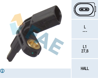 [FAE-78012] SENSOR DE ABS VOLKSWAGEN JETTA - TIGUAN - AMAROK - TRANSPORTER T5 -  EJE DELANTERO IZQUIERDO AUDI Q3 EJE DELANTERO DERECHO, EJE TRASERO IZQUIERDO