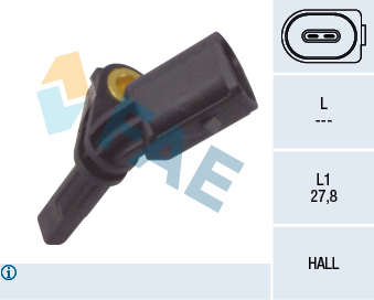 [FAE-78064] SENSOR DE ABS VOLKSWAGEN JETTA - TIGUAN - AMAROK - TRANSPORTER T5 -  EJE DELANTERO DERECHO AUDI Q3 EJE DELANTERO DERECHO, EJE TRASERO DERECHO