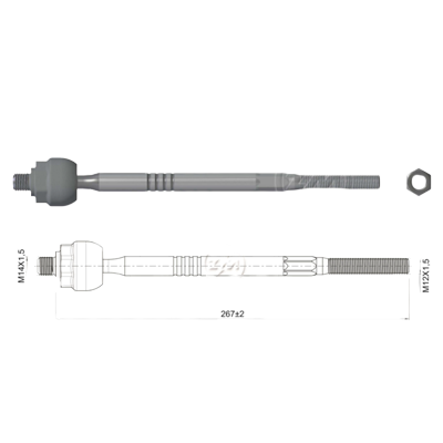 [ZM-17011018] TERMINAL AXIAL DER/IZQ FIAT BRAVA 95 TEMPRA 90 TIPO 87 Y 93 LANCIA DEDRA 89  DELTA 93 L:267 RC:M14-1,50 RP:M12-1,50 TP:52N.M MTC