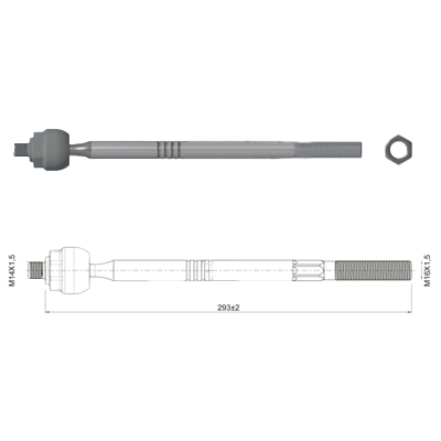 [ZM-17011458] TERMINAL AXIAL DER/IZQ - FORD FOCUS 2010 VOLVO C30 2006-2012 S40 II(544) 2004-2012 M16-1.50 M14-1.50 132N.M