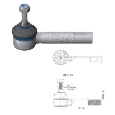 [ZM-27011104] TERMINAL EXTERNA DIRECCION IZQ ALFA ROMEO MITO, FIAT LINEA PUNTO L:113 RC:M14-1,50 RP:M10-1,25 TP:48N.M MTC:86N.M IC:ÃƒÂ˜11,7 C:1:6