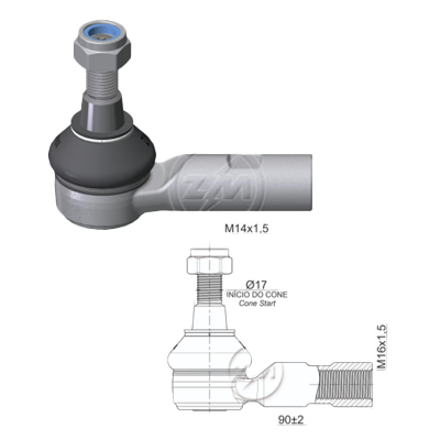 [ZM-27011251] TERMINAL EXTERNA DIRECCION DER/IZQ MB SPRINTER 10 VW CRAFTER 06 L:90 RC:M16-1,50 RP:M14-1,50 TP:138N.M MTC 132N.M IC:ÃƒÂ˜17,0 C:1:6
