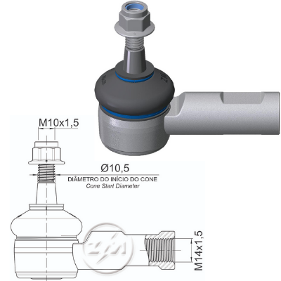 [ZM-27011407] TERMINAL EXTERNA DIRECCION DER/IZQ - CHEVROLET CORSA MACHORP:M10-1.50 RC:M14-1.50 C:1:6 L:78C0.046IC:ÃƒÂ˜10 5RC:M14-1 50RP:M10-1 50