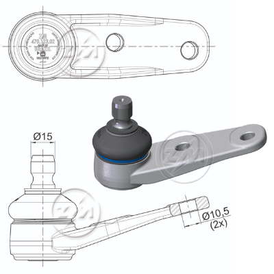 [ZM-47012302] ROTULA INFERIOR IZQ VW GOL 80 PARATI 82 SAVEIRO 82 VOYAGE 81 IC:ÃƒÂ˜15,0  DM:ÃƒÂ˜10,5 ETC:68N.M
