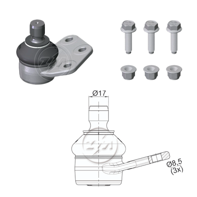 [ZM-47023001] ROTULA INFERIOR DER FIAT IDEA 07-16 PALIO WEEKEND 09-20 STRADA 09-20 IC:ÃƒÂ˜17,0 DM:ÃƒÂ˜8,5 ETC:33N.M