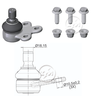 [ZM-47023401] ROTULA INFERIOR DER/IZQ - CHEVROLET ONIX PRISMA SONIC TRACKER OPEL CAR:ÃƒÂ˜18 2IC-PERNOÃƒÂ˜18 2AGUJERO:ÃƒÂ˜10 5