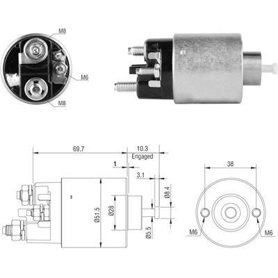 [ZM-2996] AUTOMATICO CHEVROLET AVEO 2011-2015 CRUZE 1.4 SONIC2015-2017 12V PUNTILLA TIPO MITSUBISHI