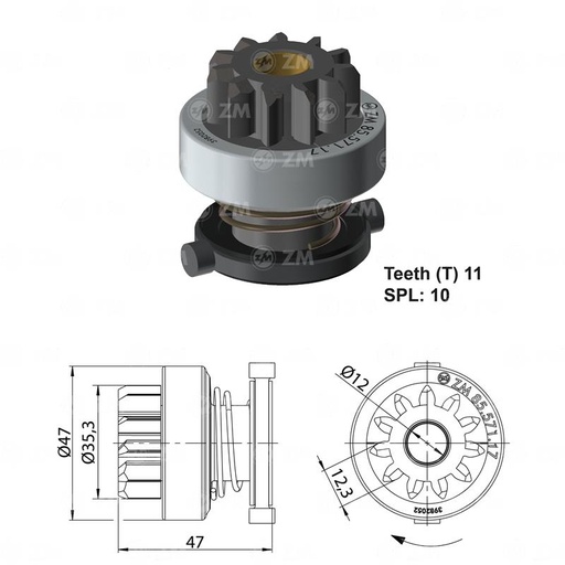 [8557117] BENDIX TOYOTA COROLLA MN 11D PIÑ 35.4MM L-4.7MM