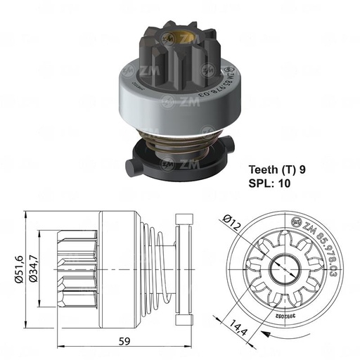 [8597803] BENDIX TOYOTA HILUX BOSCH 9D G-PIÑ 34.80MM L-58.5MM
