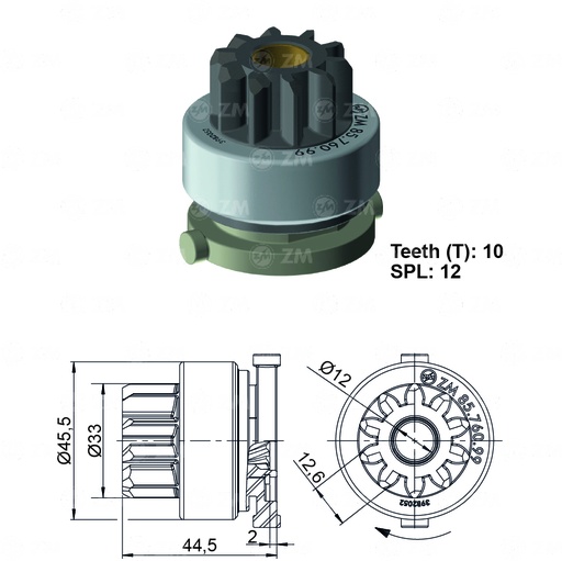 [8576099] BENDIX FORD LOBO= 1192 CON PIÑON GRUESO T-10