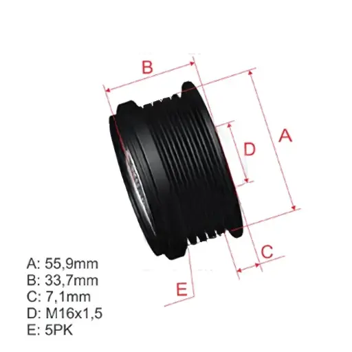 [96.000.13] Polea Rueda Libre Audi A4 A6 Skoda Superb 2.0Passat 1.6 1.8 Cc 16X5 038903119P Vkm03113 5376