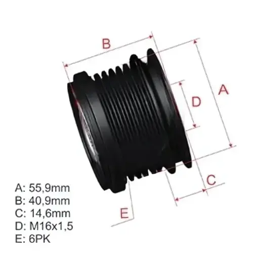 [96.000.29] Polea Rueda Libre Audi A3 96-01Skoda Octavia combi Vw Bora Golf Iv New Beetle Seat alhambra 16X6 038903119 F00M991388 5383