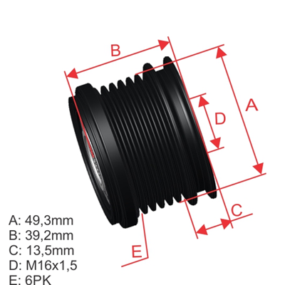 [96.000.76] POLEA RUEDA LIBRE CITROEN BERLINGO C4 04-09 C508 DS3 MINI COOPER PEUGEOT 207 16X6 1231757551812317561556 00M349859 5643