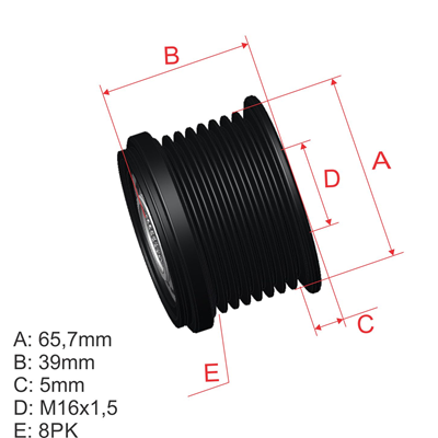 [96.010.09] POLEA RUEDA LIBRE HYUNDAI H1 H100 STAREX 2.52002/2003 KIA SORENTO 2.5 08-02 7X16 373214A000K406701 96.010.09
