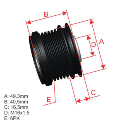 [96.012.12] POLEA RUEDA LIBRE CITROEN C3 C4 C5 1.6 MINICOOPER NISSAN QASHQAI X-TRAIL PEUGEOT 208 3086X16 231009136R 5465 12317576515