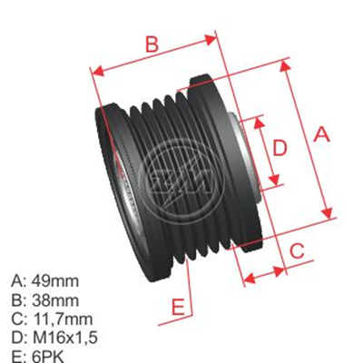 [96.012.01] POLEA RUEDA LIBRE RENAULT LAGUNA I TRAFIC IIMASTER MEGANE VOLVO S40 I 1.9 V40 1.9 6X162315100Q0B 8200584040 5410