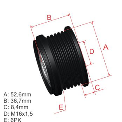 [96.012.02] POLEA RUEDA LIBRE NISSAN ALTIMA 2.5 SENTRA 2.5 X-TRAIL T30 02 RENAULT KOLEOS 6X16 23151JA02A2650319