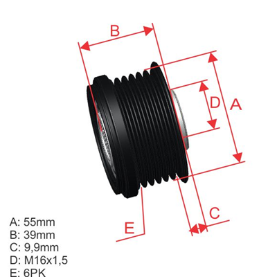 [96.012.07] Polea Rueda Libre Hyuandai IX35 Santafe 2.0 Tucson 2.0 Kia Sorento 2.0 Sportage 2.0