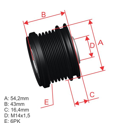[96.005.21] POLEA RUEDA LIBRE FORD FIESTA VI FOCUS II MAZDA 31.6 VOLVO C30 C70 S40 V50 6X14 8666579 2376103325501