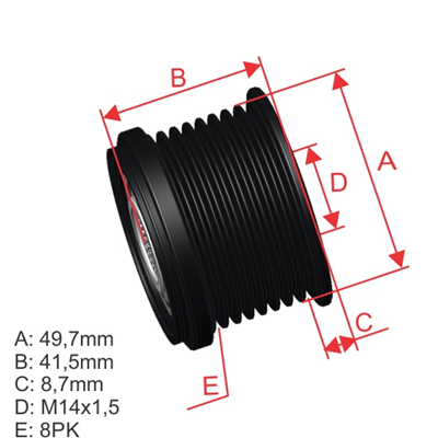 [96.005.27] POLEA RUEDA LIBRE JEEP GRAND CHEROKEE BMWSERIE X X3 SERIE 5 09-12 8X14 021040106005019860AA F558553 5650