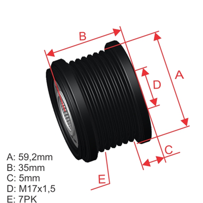 [96.005.30] POLEA RUEDA LIBRE FORD TRANSIT 00-06 17X783653301 55284 VKM03415 5638