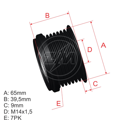 [96.005.35] POLEA RUEDA LIBRE HONDA CCVR HRV ACCORD CIVIC7X14 31141-R0L0-G01 31141-RL0-G01 9600535 5598