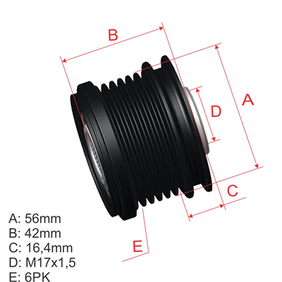 [96.005.39] POLEA RUEDA LIBRE TOYOTA HILUX VIGO 17X6