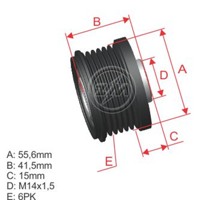 [96.005.51] POLEA RUEDA LIBRE VOLCO S40 C 70 S70 80 XC70 V406X14 30782701 9472909 VKM03652 021040097096.005.51