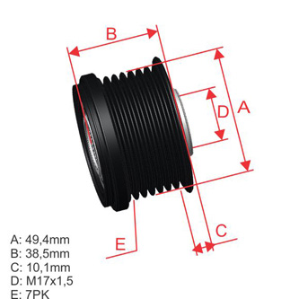 [96.010.17] POLEA RUEDA LIBRE NISSAN QASHQAI 2.0 07 XTRAIL 07RENAULT KOLEOS 2.0 08 LAGUNA III GRANS SCENIC7X17 330516 23151JG71B 2499251