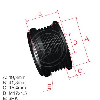 [96.010.08] POLEA RUEDA LIBRE CITROEN BERLINGO PEUGEOTPARTNER 6C CW TIPO MITSUBISHI 5702-J0-9601008