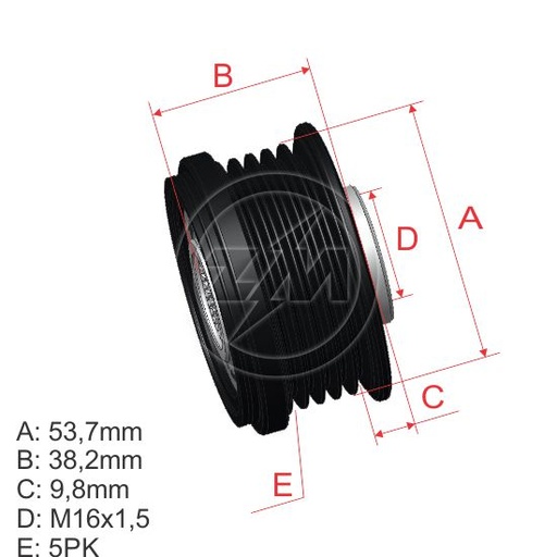 [96.012.35] POLEA RUEDA LIBRE CHEVROLET CRUZE 1.4 ASTRA 1.45X16 5579927 55580127 F56324803