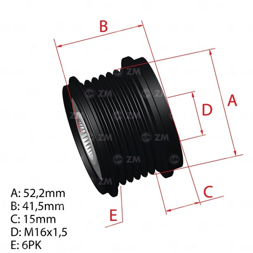 [96.001.14] POLEA RUEDA LIBRE NISSAN INFINITY Q50 Q60MERCEDES BENZ C-CLASS E-CLASS 6X16 23151HG00AF00M591105 2741550415 57543