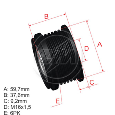 [96.007.04] POLEA RUEDA LIBRE KIA PICANTO MAZDA 626 6X16K80118W11 F32Z10344B 230308 5438