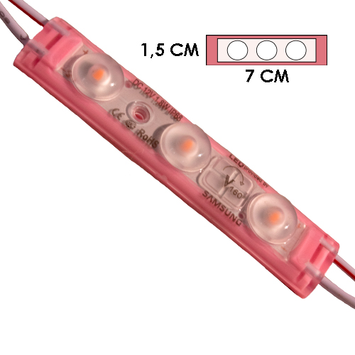 [LYT-7015PINK] MODULO 3LED CON DIFUSOR 3D ROSADO 12V IP-67