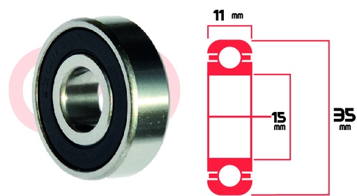 [RYT-6202-2RS] RODAMIENTO 6202 2RS ALT Y ARRQ BOSCH WASPA VW MERCEDEZ UNIVERSAL