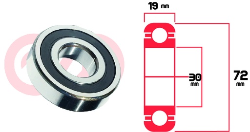 [RYT-6306-2RS] RODAMIENTO 6306 2RS ALT BOSCH T1 HD1  UNIVERSAL