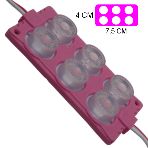 [LYT-7523PINK] MODULO 6LED (2X3) CON DIFUSOR 3D ROSADO 12V IP-67