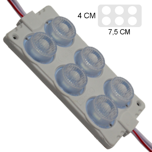 [LYT-7523BCO] MODULO 6LED (2X3) CON DIFUSOR 3D BLANCO 6500k 12V IP-67