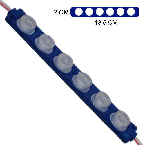 [LYT-7516AZL] MODULO 6LED (1X6) CON DIFUSOR 3D AZUL 12V IP-67