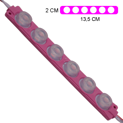 [LYT-7516PINK] MODULO 6LED (1X6) CON DIFUSOR 3D ROSADO 12V IP-67