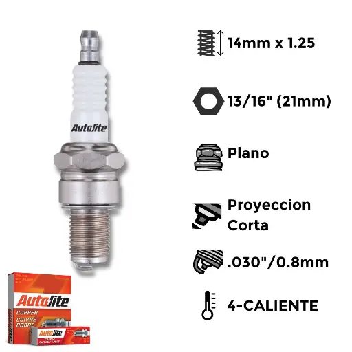 [AL-A4054] Bujías Autolite Cobre Níquel Estándar X4 - NGK BR8ES