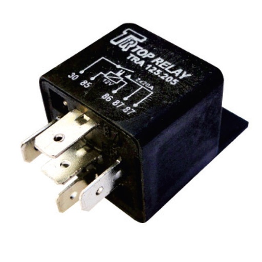 [TRA125205] RELE AUXILIAR 5 PATAS DOBLE CONTACTO ABIERTO 12V 2X20A