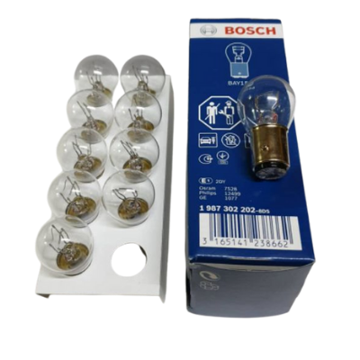 [B-1987302202] BOMBILLO MINIATURA 1034 BAYD15D 12V 215W LUZ FRENO PURE LIGHT OEM CAJA X 10 302814 7528 1077 GL1034 12499 MOTOCICLETA