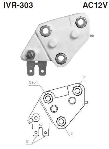 [IVR-303] REGULADOR INCORPORADO CON TORNILLO TIPO DELCO AC12V NEW ERA