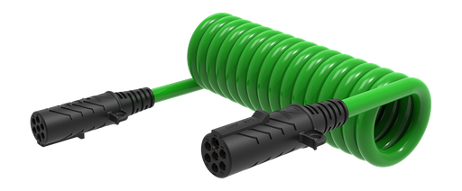 [EJ-611268] Cable 7V Verde Resortado De 4,5M Ó 15Ft (12V) Sae J560