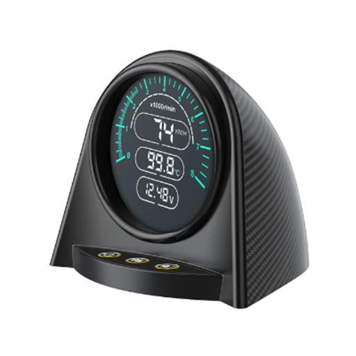 [TOOL-X70OBD] Medidor Digital Con Escaner Obd2 Para Vehiculos Con Medicion De Temperaturas Rpms Velocimetro Voltaje Y Hora Medida 3.78" X 3.5"