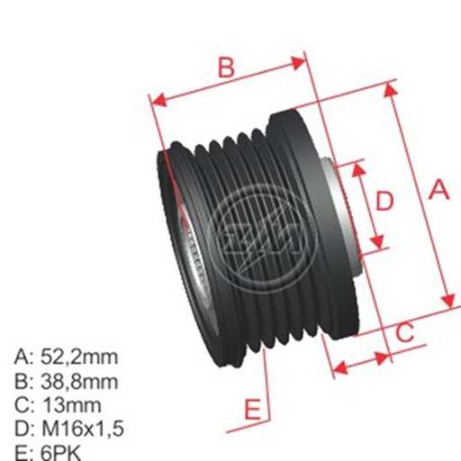 [ZM-96.008.01] Polea Rueda Libre Nissan Sentra 2.5 02-06 Sentra 2.5 16V 02-06 Xtrail T30 2.0 1 20 6X16 231516N200 231516N20 233989 9600801