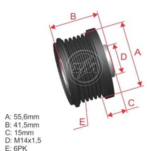 [ZM-96.005.51] Polea Rueda Libre Volco S40 C 70 S70 80 Xc70 V40 6X14 30782701 9472909 Vkm03652 0210400970 96.005.51