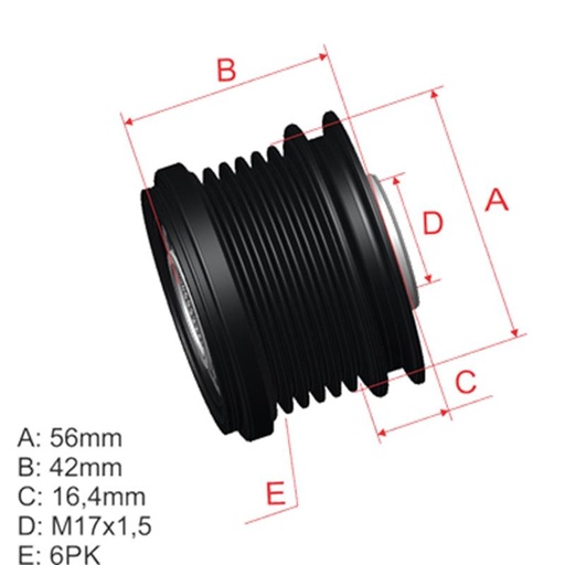 [ZM-96.005.39] Polea Rueda Libre Toyota Hilux Vigo 17X6