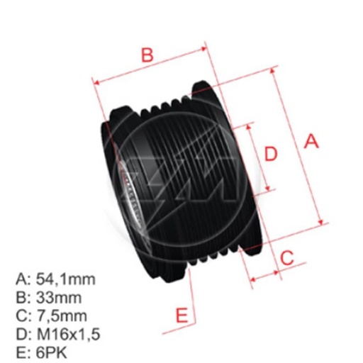 [ZM-96.012.23] Polea Rueda Libre Citroen C5 C8 Xsara 1.9 2.0 Mazda 2 Peugeot 206 306 307 406 Suzuki Grand Vitara 6X16 3177168D00 5437